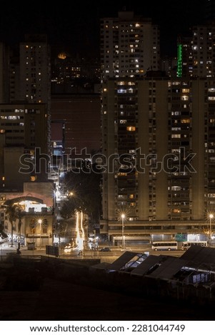 Nocturnal urbanism of Caracas architecture. long exposure night photography. traveling through Venezuela
