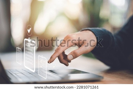 Businessman check and check mark online ,Business Agreements and Approvals ,Confirmation of contract documents or warranty card ,Approval of checklist documents ,management or quality assurance

 Royalty-Free Stock Photo #2281071261