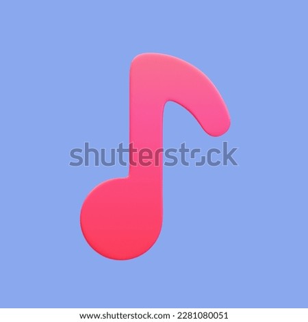 3d minimal Music note. melody icon with clipping path. 3d illustration.