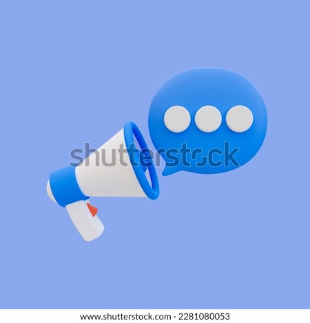 3d minimal megaphone. advertise announcement concept. loudspeaker with a chat icon with clipping path. 3d illustration.