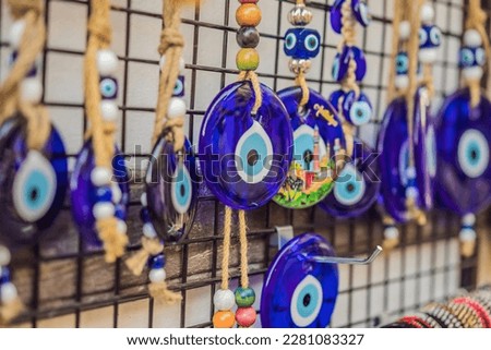 Evil Eye Bead. Evil eye bead souvenir. Eye Turkish mascot Royalty-Free Stock Photo #2281083327