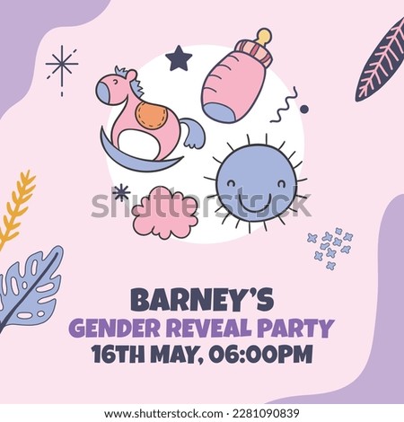 He or she. Boy or Girl. gender reveal invitation template. Vector illustration. gender reveal party. Cartoon gender reveal invitation.