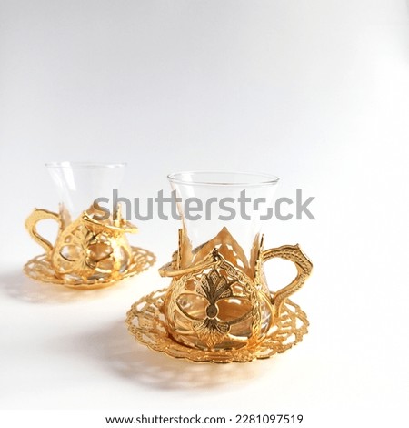 Traditional Turkish Glasses. isolated white background. Selective Focus