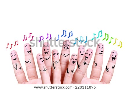 close up finger of social music symbol