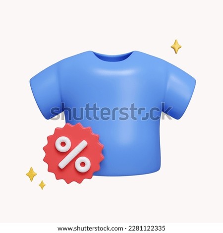 T shirt Sale Discount Tag. Buying new clothes sale discount. consumerism and fashion. icon isolated on white background. 3d rendering illustration. Clipping path..
