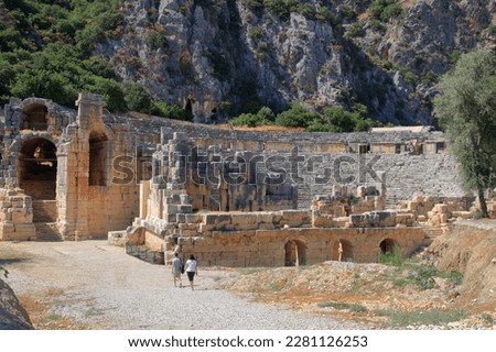 The photo was taken in Turkey. The picture shows the entrance to the ancient theater in the ancient city of Myra.