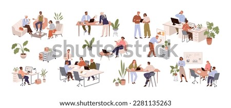 People at office work. Group business people discussing something smiling. Business professionals. Successful team at work. People working communicating. Meeting at board. Working together workspace Royalty-Free Stock Photo #2281135263
