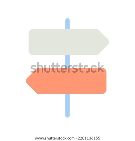 Signposts pointing in different directions flat color ui icon. GPS navigation. Search for place. Simple filled element for mobile app. Colorful solid pictogram. Vector isolated RGB illustration