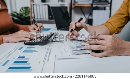 Business bookkeeping with calculator of bookkeeper and household calculating chart graph annual financial account. Royalty-Free Stock Photo #2281146803