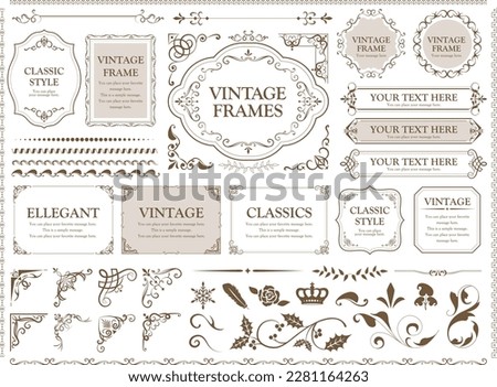 Vintage frames. floral ornament. decorative vector borders and corners. Royalty-Free Stock Photo #2281164263