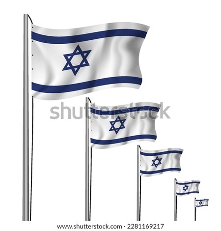 Independence day Israel 
poster happy Israel independence day. 3d flag. Vector illustration design. Star of David form, garland with the flag of Israel fireworks