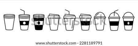 Coffee cup icon. Coffee paper cup icon set. Disposable coffee cup. Coffee cup icon with different style. Vector illustration Royalty-Free Stock Photo #2281189791