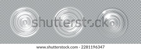Water ripple circle waves. Realistic splash concentric rings on liquid surface from falling drop isolated on transparent background. Vector circle ripple top view