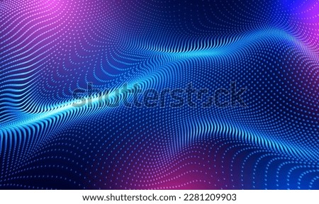 Abstract technology particles mesh background.
Wave moving dots flow particles, Neon light, hi-tech and big data analytics background. Futuristic technology sci-fi wave.Digital cyberspace.Vector EPS10 Royalty-Free Stock Photo #2281209903