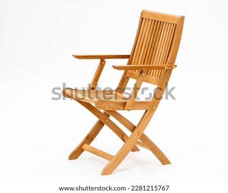 A wooden folding chair isolated on a white background. Royalty-Free Stock Photo #2281215767