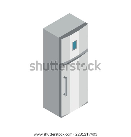 Modern top freezer refrigerator 3d isometric icon vector illustration