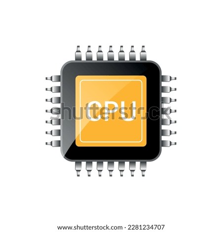 CPU for computer and smartphone icon in flat style. Processor chipset vector illustration on isolated background. Microchip sign business concept. Royalty-Free Stock Photo #2281234707