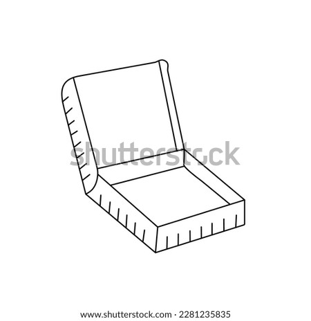Vector isolated one single open empty pizza box colorless black and white contour line easy drawing