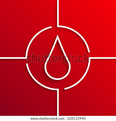 Vector modern white drop circle icon on red background. Eps10