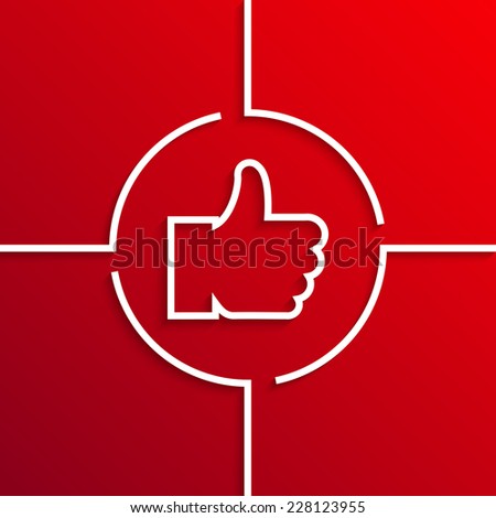 Vector modern white like circle icon on red background. Eps10