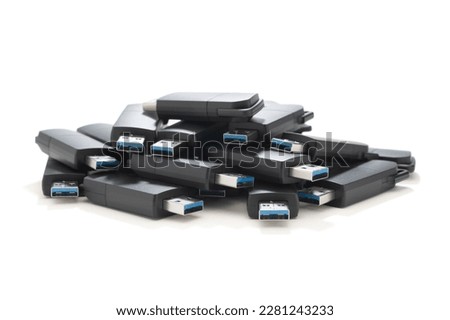 Heap of usb flash drive isolated on white background     Royalty-Free Stock Photo #2281243233
