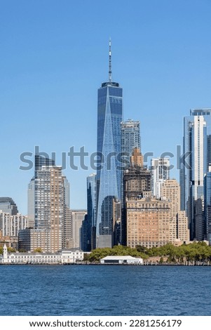 NYC skyline viewed from Governors Island across river