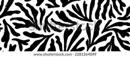 Matisse abstract seamless pattern with corals. Brush drawn botanical organic shapes. Vector abstract contemporary floral elements. Modern banner with black thick organic branches in Matisse style. Royalty-Free Stock Photo #2281264049