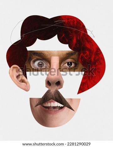 Standards of appearance. Human face made of diverse people face parts. Combination of different age, gender and race. Contemporary art. Concept of human rights, diversity, freedom and self-expression. Royalty-Free Stock Photo #2281290029