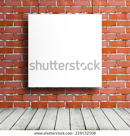 brick concrete room with poster on wall