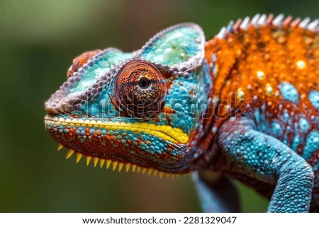 Close up of a colorful chameleon, Furcifer pardalis Royalty-Free Stock Photo #2281329047