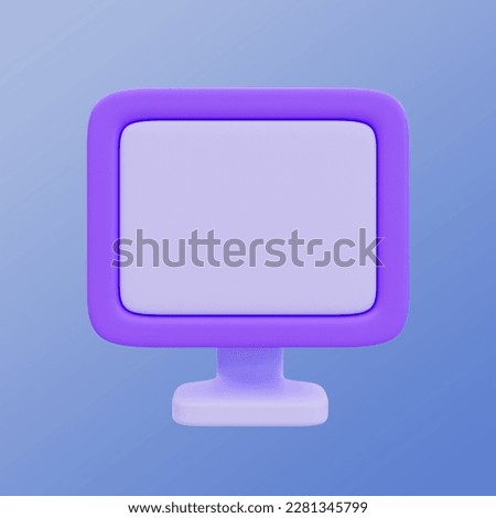 3d minimal blank screen computer. empty cartoon screen pc with clipping path. 3d illustration.