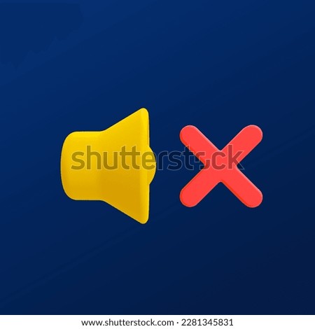 3d minimal mute icon. no sound icon. quiet icon with clipping path. 3d illustration.