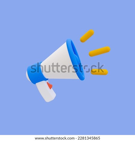 3d minimal megaphone. loudspeaker icon with clipping path. 3d illustration.