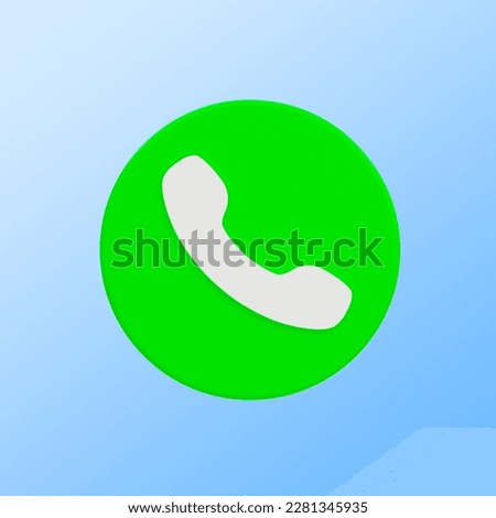 3d minimal answer the phone icon. green accept phone call icon with clipping path. 3d illustration.