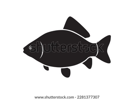 Fish silhouette vector isolated on white. Sea food logo. 