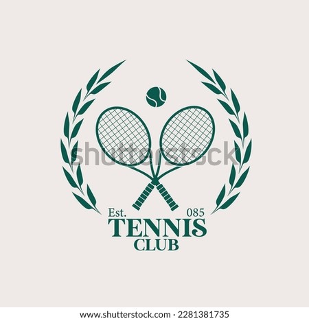 tennis logo, tennis club, two rackets and ball Royalty-Free Stock Photo #2281381735