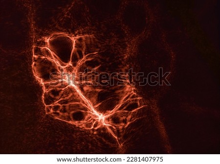 orange light wave projection with abstract pattern Royalty-Free Stock Photo #2281407975
