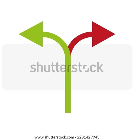 two arrows out one. Growth chart sign. Vector illustration.