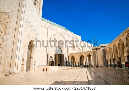 Beautiful Hassan II Mosque in Casablanca. The largest mosque in Morocco. Royalty-Free Stock Photo #2281471889