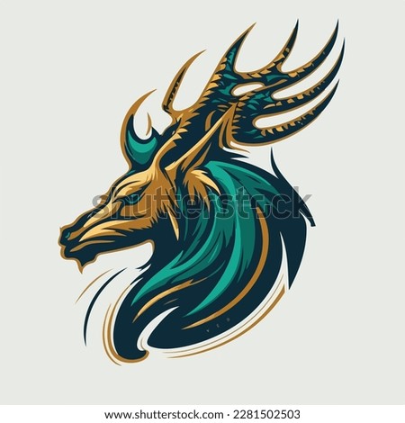 Elk or wild animal roaring muzzle for sport team mascot. Vector isolated flat icon of wildcat Elkpredator symbol for blazon, badge or hunting nature adventure club. 