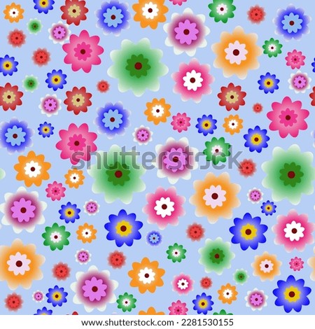 Floral seamless pattern with flowers of different shapes and shades. Design for fabric, packaging, wallpaper, cover. Editable vector print.