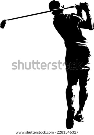 Silhouette golf golfer golfing action illustration sport Royalty-Free Stock Photo #2281546327