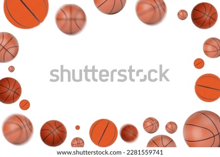Basketball balls in the air camera depth of field effect, Blur effect, isolated background, middle area blank for text