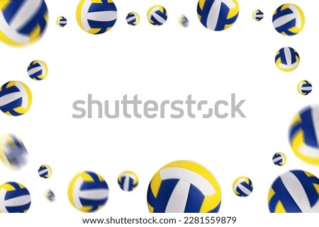 Volleyball ball in the air camera depth of field effect, Blur effect, isolated background, middle area blank for text Royalty-Free Stock Photo #2281559879