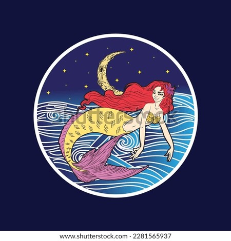 mermaid vector illustration with japanese theme