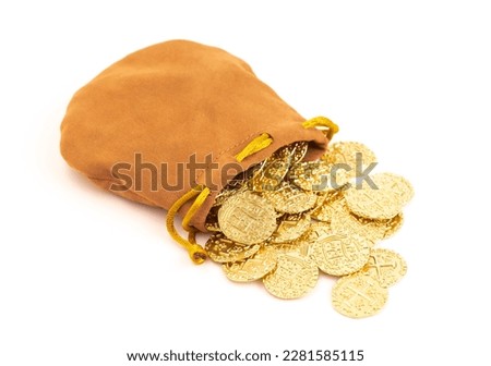 Replica Golden Coin Pirate Treasure Isolated on a White Background
