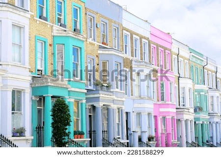 Beautiful and colorful pastel houses of Notting Hill, London, England Royalty-Free Stock Photo #2281588299