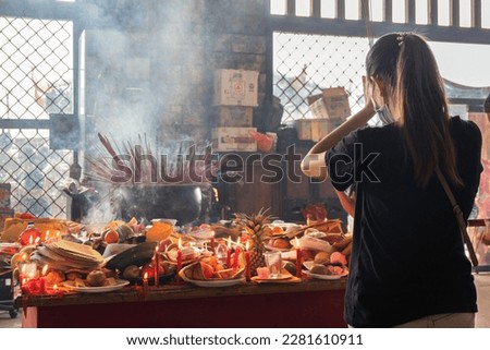 Tangerang, March, 26 2023: Cheng beng The Qing Ming festival or Ching Ming Festival, also known as Tomb-Sweeping Day in English, is a traditional Chinese festival. Located in Crematorium King Palace  Royalty-Free Stock Photo #2281610911