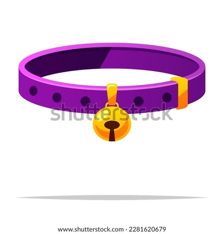 Cat collar with bell vector isolated illustration