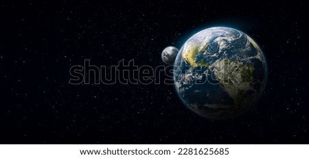 Earth in the space. Blue planet for wallpaper. Green planet or Globe on galaxy. Elements of this image furnished by NASA